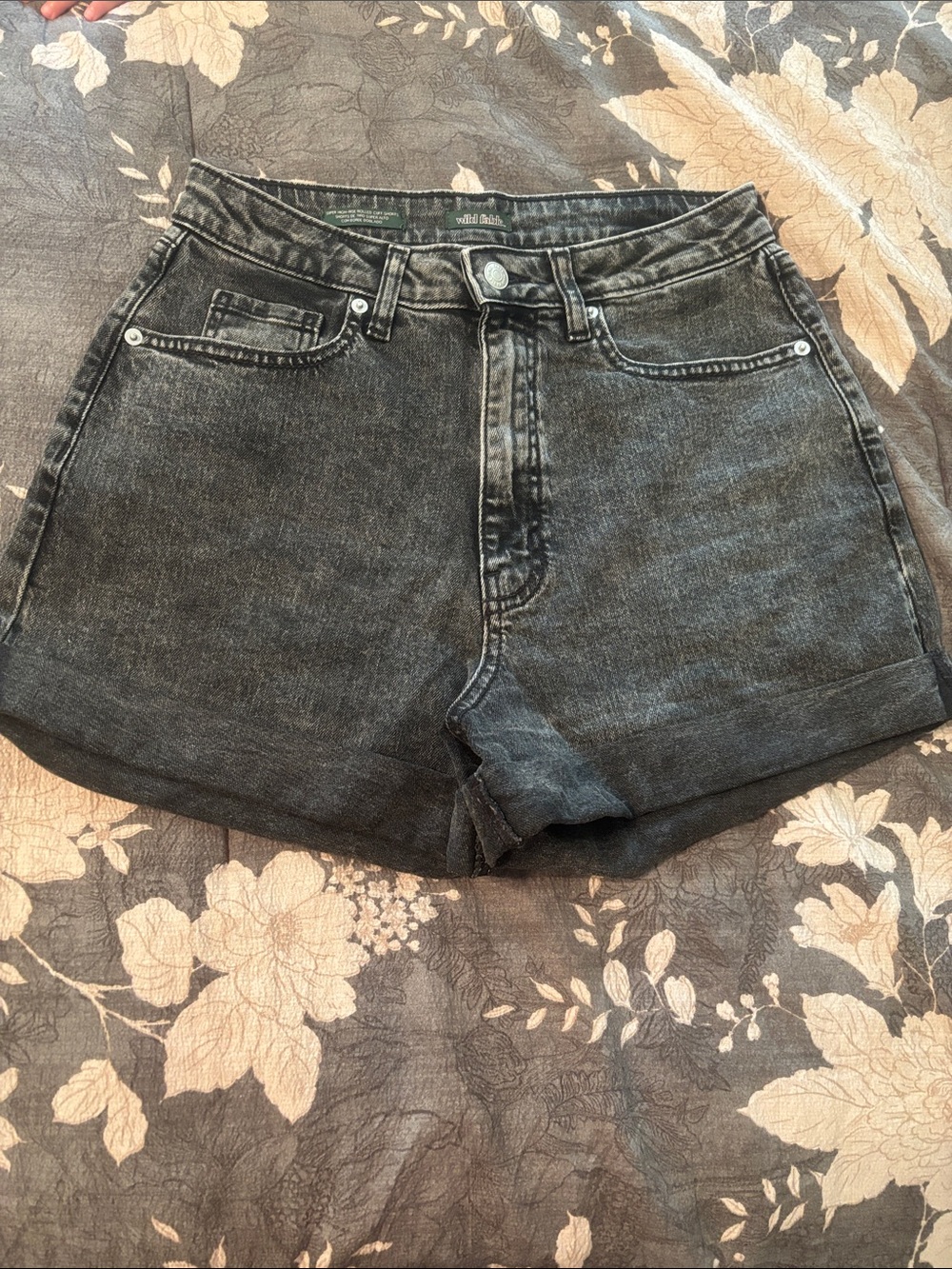 wild fable Washed Black High-Rise Denim Shorts